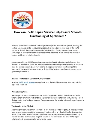 How can HVAC Repair Service Help Ensure Smooth Functioning of Appliances