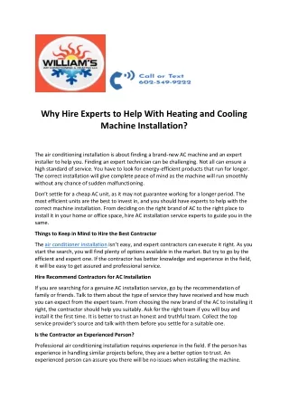 Why Hire Experts to Help With Heating and Cooling Machine Installation