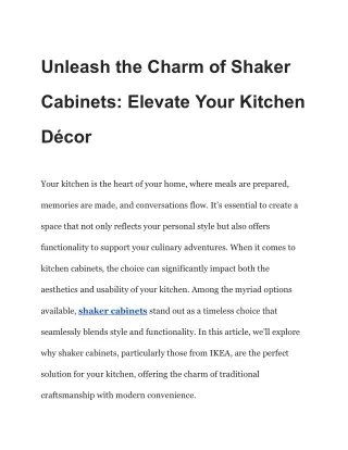 Unleash the Charm of Shaker Cabinets_ Elevate Your Kitchen Décor