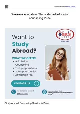 Overseas education :Study abroad education counseling Pune