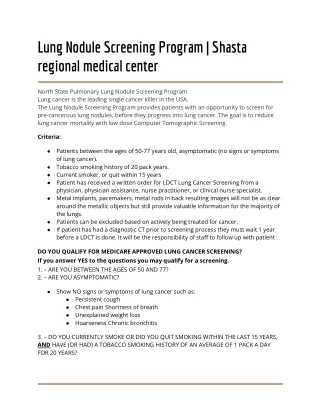 Lung Nodule Screening Program _ Shasta regional medical center