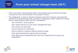 Form your school change team (SCT)
