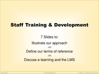 Staff Training &amp; Development