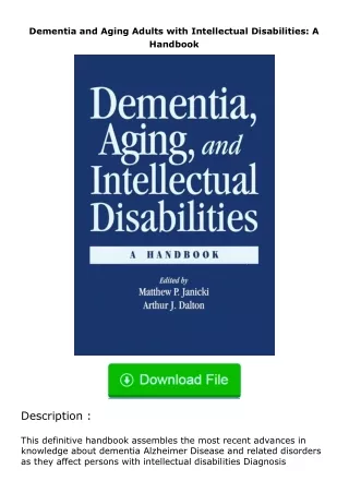 (❤️pdf)full✔download Dementia and Aging Adults with Intellectual Disabilities: