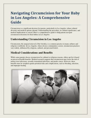 Navigating Circumcision for Your Baby in Los Angeles: A Comprehensive Guide