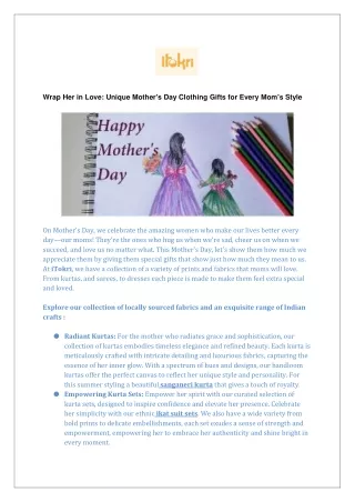 Wrap Her in Love: Unique Mother's Day Clothing Gifts for Every Mom's Style