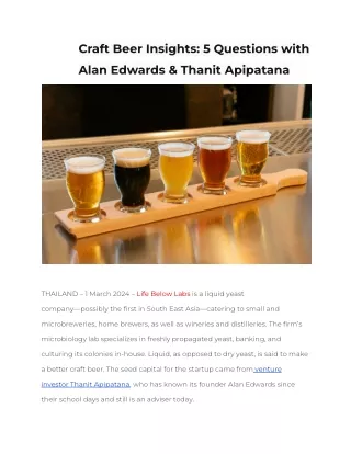 Thai Innovator Breaks New Ground in Craft Beer Market