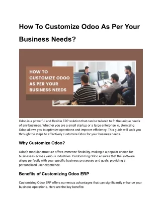 How To Customize Odoo As Per Your Business Needs