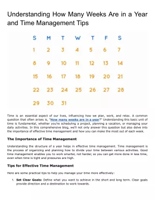 Understanding How Many Weeks Are in a Year and Time Management Tips