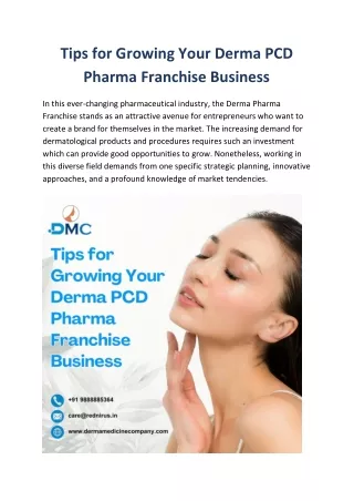 Tips for Growing Your Derma PCD Pharma Franchise Business