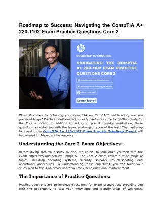 Roadmap to Success_ Navigating the CompTIA A  220-1102 Exam Practice Questions Core 2