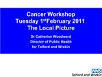 Cancer Workshop Tuesday 1st February 2011 The Local Picture