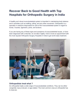 Best Orthopedic Hospital in India