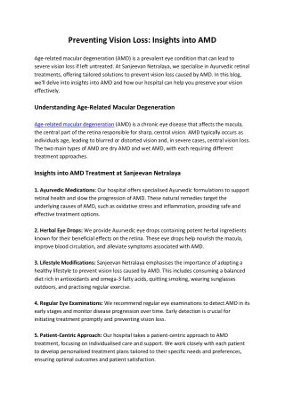 Preventing Vision Loss  Insights into AMD