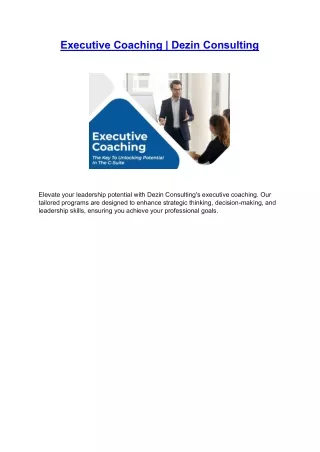 Executive Coaching | Dezin Consulting