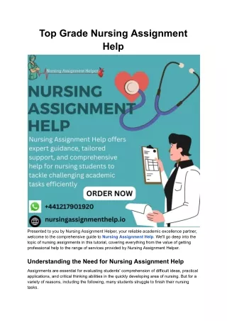 Top Grade Nursing Assignment Help