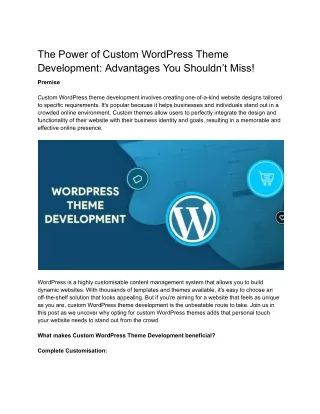 The Power of Custom WordPress Theme Development_ Advantages You Shouldn’t Miss