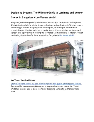 Designing Dreams_ The Ultimate Guide to Laminate and Veneer Stores in Bangalore - Uro Veneer World