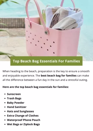 Top Beach Bag Essentials For Families