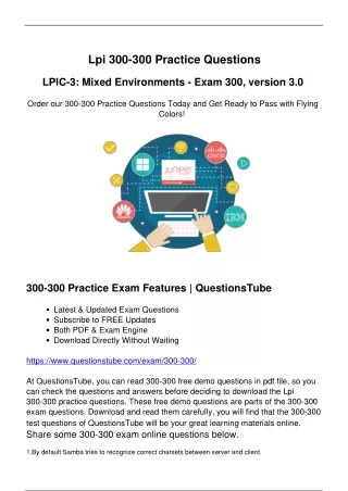 Lpi 300-300 Practice Questions - Pass Your 300-300 Exam Swiftly