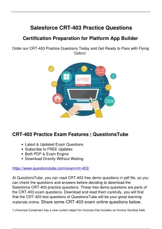 Salesforce CRT-403 Practice Questions - Pass Your CRT-403 Exam Swiftly