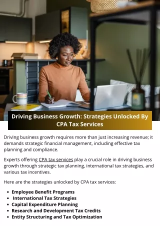 Driving Business Growth Strategies Unlocked By CPA Tax Services