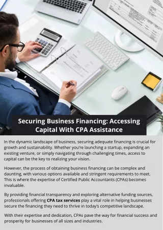 Securing Business Financing Accessing Capital With CPA Assistance