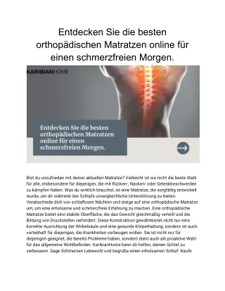 Entdecken Sie die besten orthopädischen Matratzen online für einen schmerzfreien Morgen