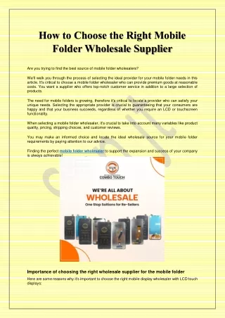 How to Choose the Right Mobile Folder Wholesale Supplier