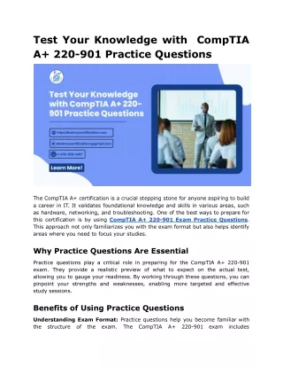 Test Your Knowledge with  CompTIA A  220-901 Practice Questions