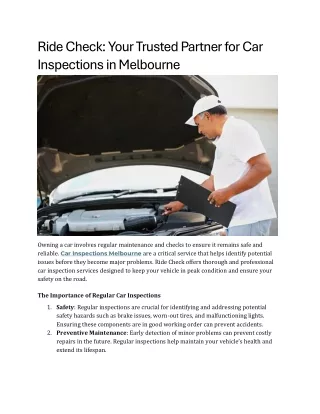 Ride Check Your Trusted Partner for Car Inspections in Melbourne