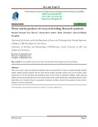 Waste and by-products of cocoa in breeding: Research synthesis