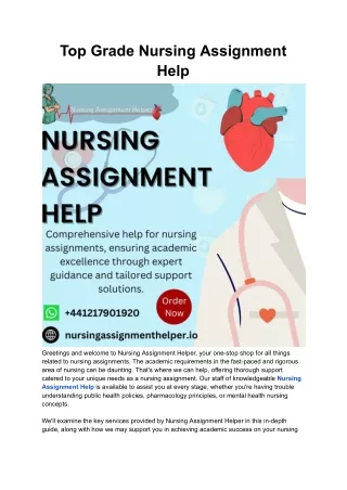 Top Grade Nursing Assignment Help