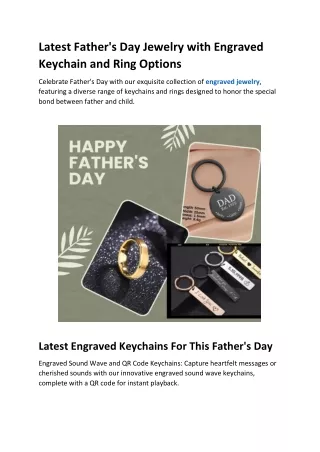 Latest Father's Day Jewelry with Engraved Keychain and Ring Options