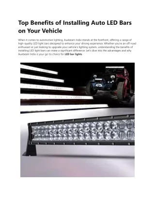 Top Benefits of Installing Auto LED Bars on Your Vehicle