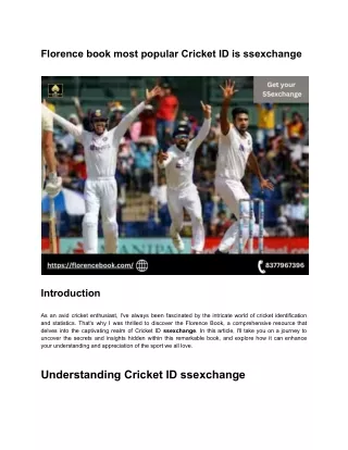 Florence book most popular Cricket ID is ssexchange