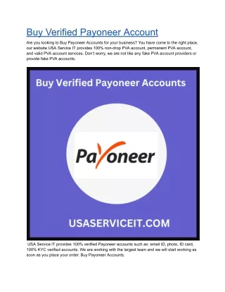 Buy Verified Payoneer accounts