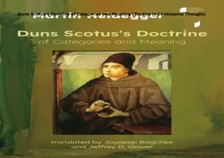 Pdf⚡️(read✔️online) Duns Scotus's Doctrine of Categories and Meaning (Studies in Continent