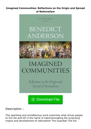 Download⚡ Imagined Communities: Reflections on the Origin and Spread of Nation