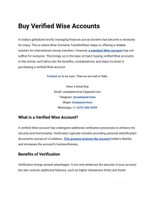 Buy Verified Wise Accounts