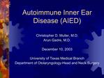 Autoimmune Inner Ear Disease AIED