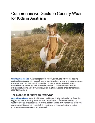 Comprehensive Guide to Country Wear for Kids in Australia