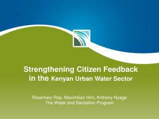 Strengthening Citizen Feedback in the Kenyan Urban Water Sector