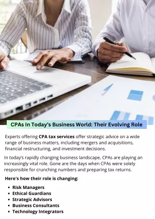 CPAs In Today’s Business World Their Evolving Role