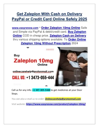 Order Zaleplon Online via Cash on Delivery, COD, or PayPal in the USA