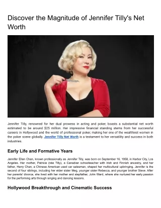 Discover the Magnitude of Jennifer Tilly's Net Worth