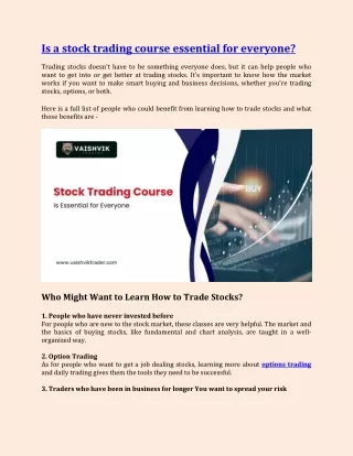Is stock trading course essential for everyone