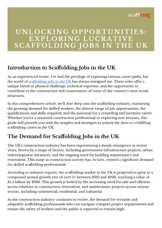 Unlocking Opportunities: Exploring Lucrative Scaffolding Jobs in the UK