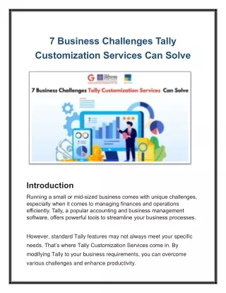 7 Business Challenges Tally Customization Services Can Solve