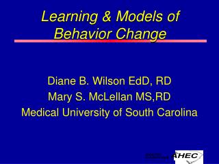 Learning &amp; Models of Behavior Change